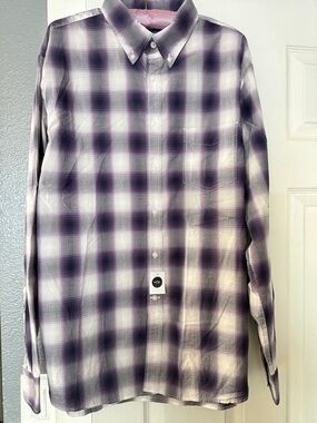 New Joseph Abboud Men's Purple Plaid Button-Down Shirt